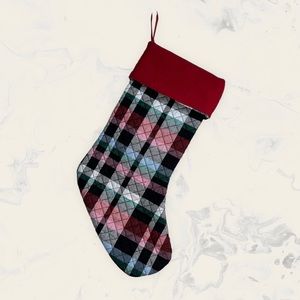 Vera Bradley quilted Christmas holiday stocking Plaid “Ribbons” pattern NWOT